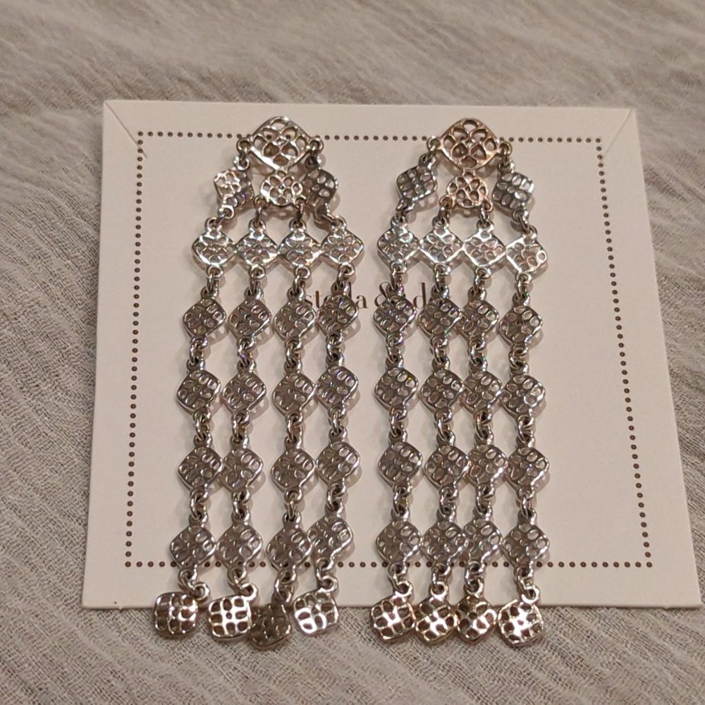 Stella and Dot Devon Chandelier Earrings Silver